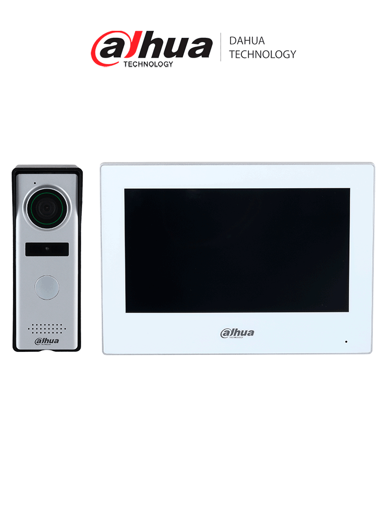 Kit de Videoportero Híbrido Dahua 7" Wi-Fi con Apertura Remota desde Celular (DHI-KTH01)