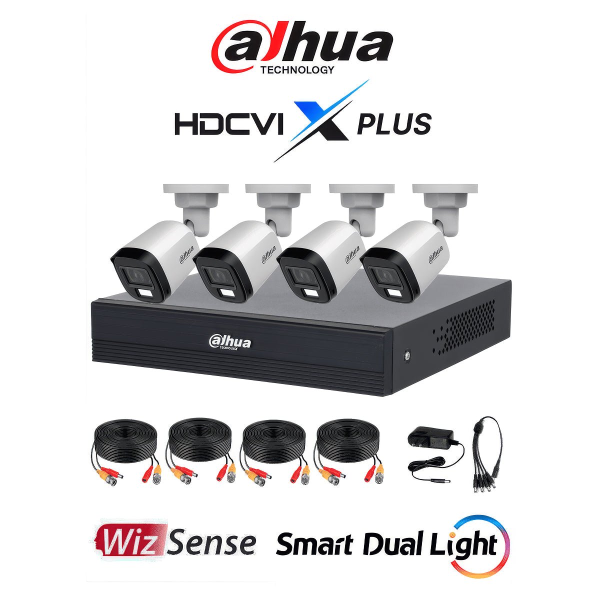 Kit de Videovigilancia Dahua 4 Canales 2MP con Audio, Iluminación Dual e Inteligencia Artificial (DH-KIT/XVR1B04-I/T/4-B1A21N) - Fentec - Dahua