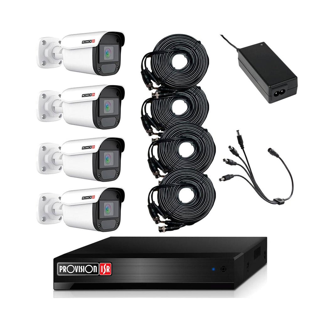 Kit Videovigilancia Provision ISR 4 Cámaras 2MP DVR Cables (PAK4LIGHTCC2MP-28) - Fentec - Provision - 1
