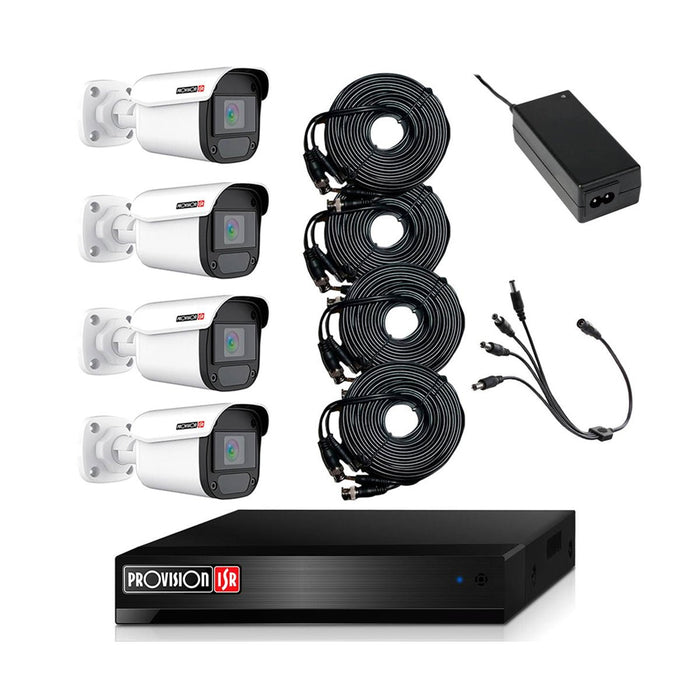 Kit Videovigilancia Provision ISR 4 Cámaras 2MP DVR Cables (PAK4LIGHTCC2MP-28) - Fentec - Provision - 1